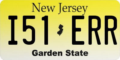 NJ license plate I51ERR