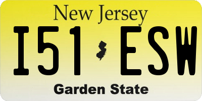 NJ license plate I51ESW