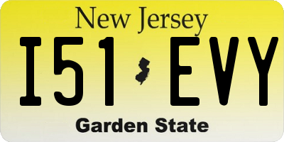 NJ license plate I51EVY
