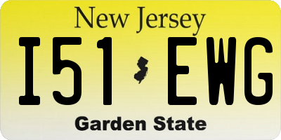 NJ license plate I51EWG