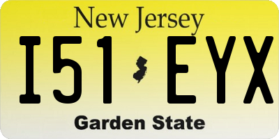 NJ license plate I51EYX