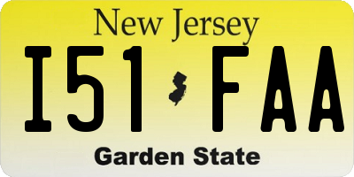 NJ license plate I51FAA