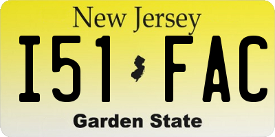 NJ license plate I51FAC