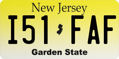 NJ license plate I51FAF