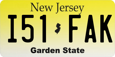 NJ license plate I51FAK
