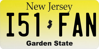 NJ license plate I51FAN