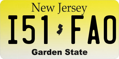 NJ license plate I51FAO