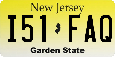 NJ license plate I51FAQ