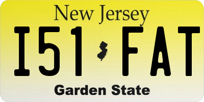 NJ license plate I51FAT