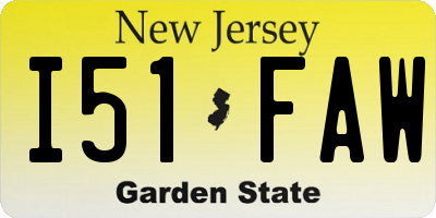NJ license plate I51FAW