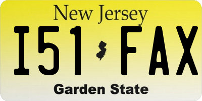 NJ license plate I51FAX