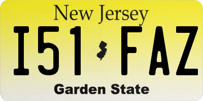 NJ license plate I51FAZ