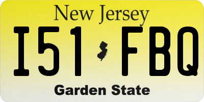 NJ license plate I51FBQ