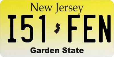 NJ license plate I51FEN
