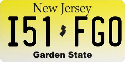 NJ license plate I51FGO