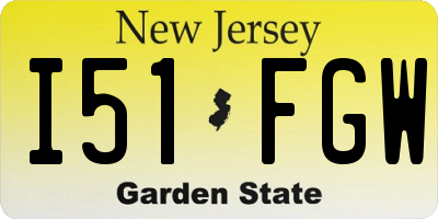 NJ license plate I51FGW