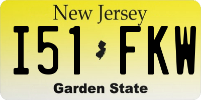 NJ license plate I51FKW