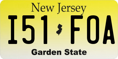 NJ license plate I51FOA