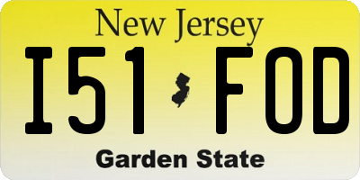 NJ license plate I51FOD