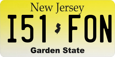 NJ license plate I51FON