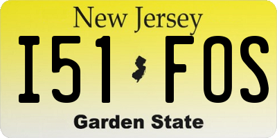 NJ license plate I51FOS