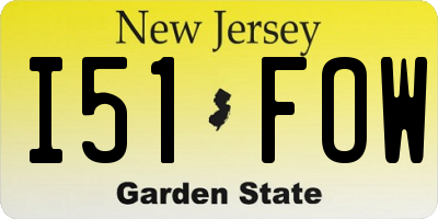 NJ license plate I51FOW