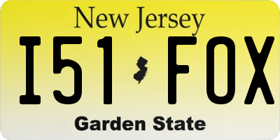 NJ license plate I51FOX