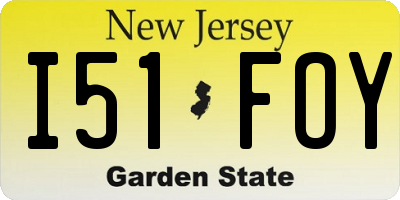 NJ license plate I51FOY
