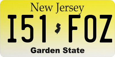 NJ license plate I51FOZ