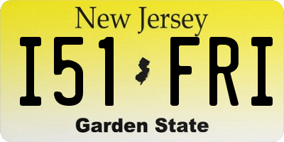 NJ license plate I51FRI