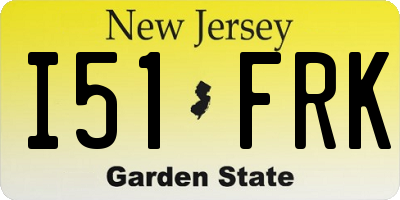 NJ license plate I51FRK