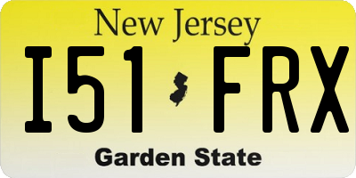 NJ license plate I51FRX