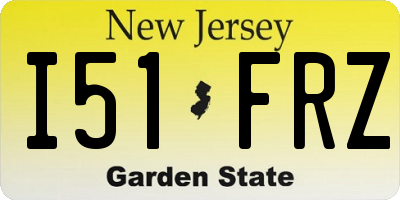NJ license plate I51FRZ