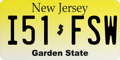 NJ license plate I51FSW
