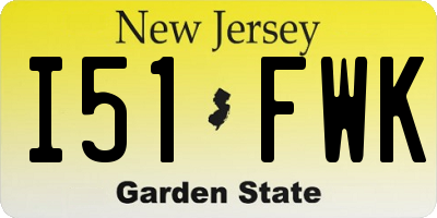 NJ license plate I51FWK