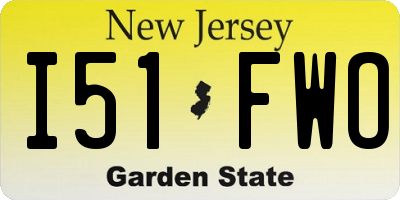 NJ license plate I51FWO