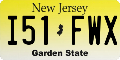 NJ license plate I51FWX