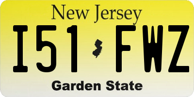NJ license plate I51FWZ