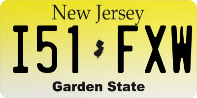 NJ license plate I51FXW