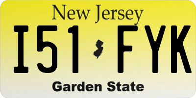 NJ license plate I51FYK