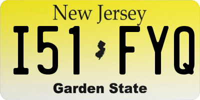 NJ license plate I51FYQ