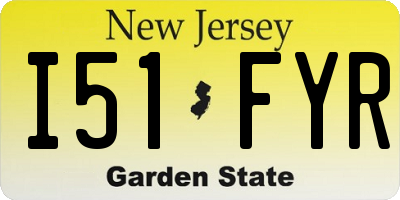 NJ license plate I51FYR