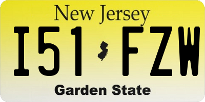 NJ license plate I51FZW