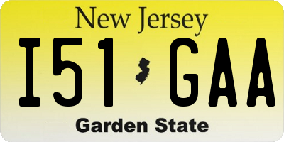 NJ license plate I51GAA