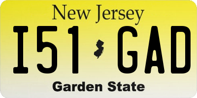 NJ license plate I51GAD