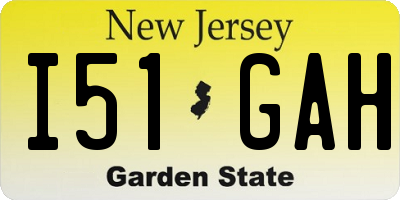 NJ license plate I51GAH
