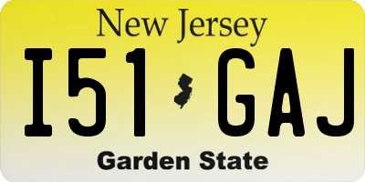 NJ license plate I51GAJ