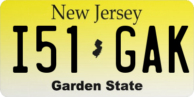 NJ license plate I51GAK