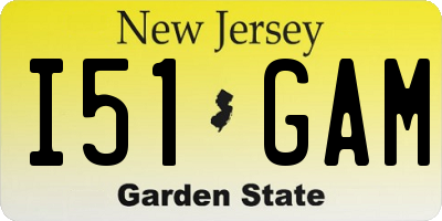 NJ license plate I51GAM