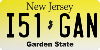 NJ license plate I51GAN